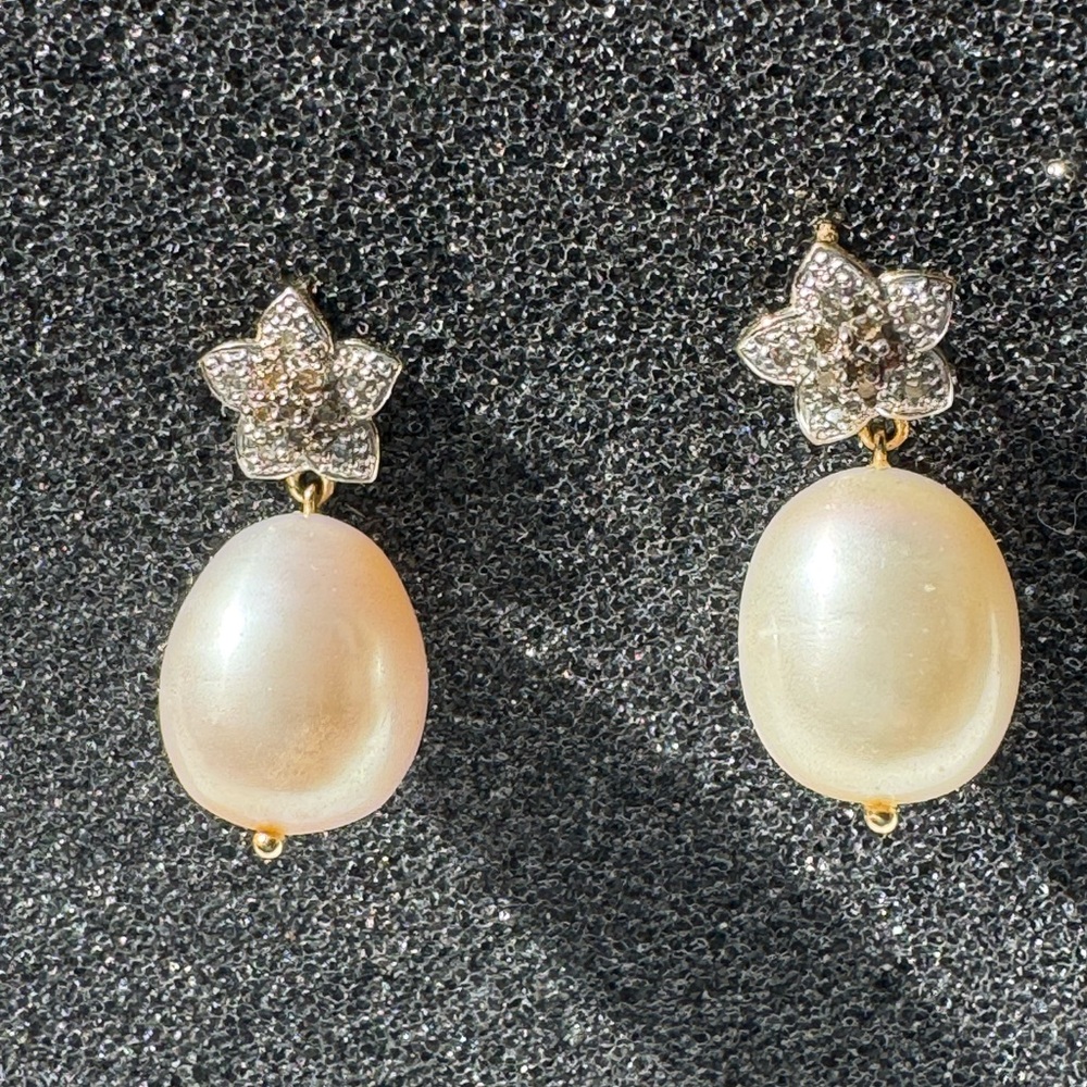 Gold and Silver Pearl Crystal Earrings